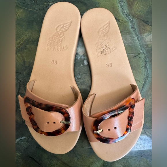Ancient Greek Sandals Shoes - Ancient Greek Sandals Tan Slide Sandals